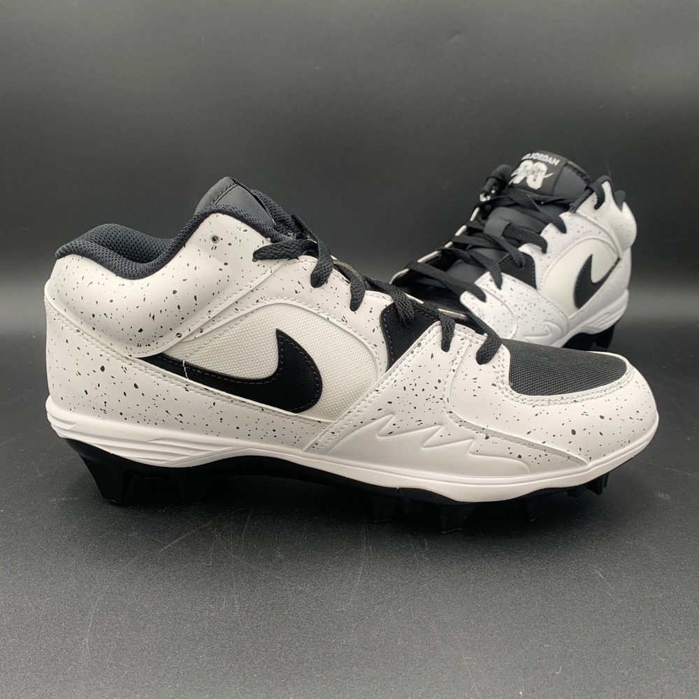 Nike Air Jordan Flight MCS Baseball Cleats White Black HQ0210-100 Mens 11.5